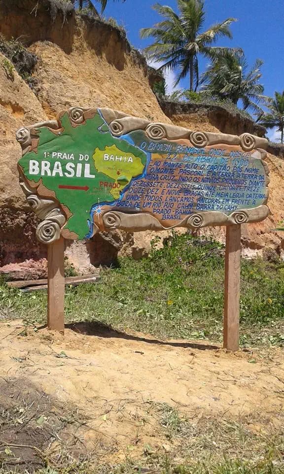 Placa na praia da Barra do Cahy